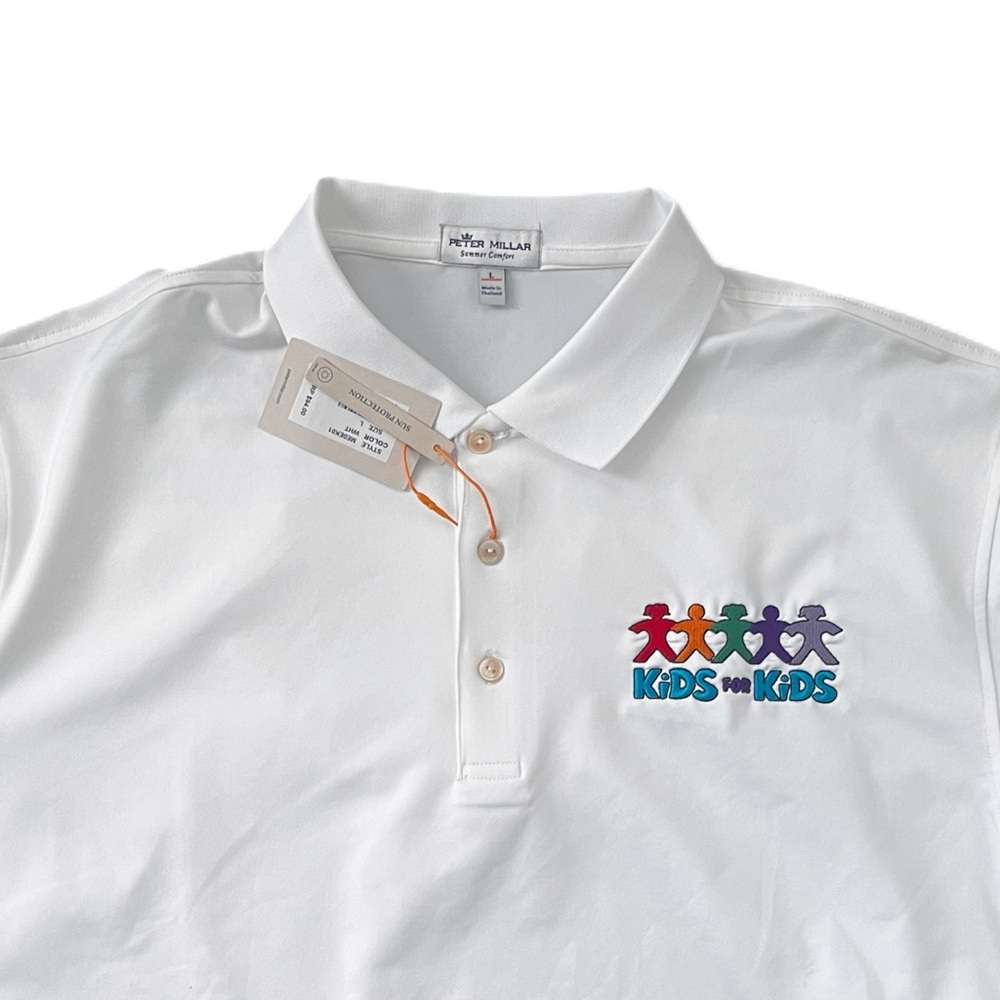 White Peter Millar Summer Comfort Kids for Kids Golf Polo Shirt